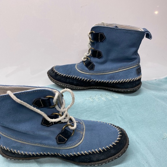 Sorel Joplin Blue/Black Suede Leather Moccasin Boots Size 8 Women's - Picture 10 of 12